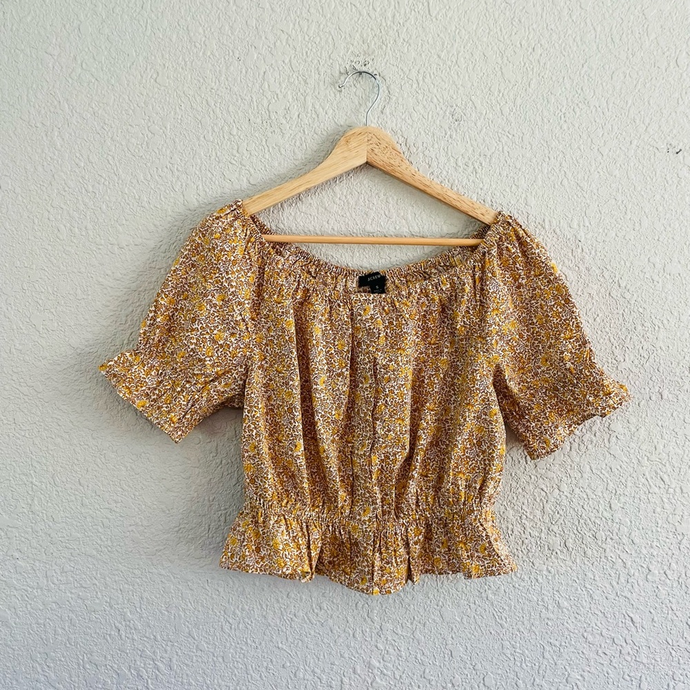J. Crew Fall Floral Print Flutter Sleeve Blouse